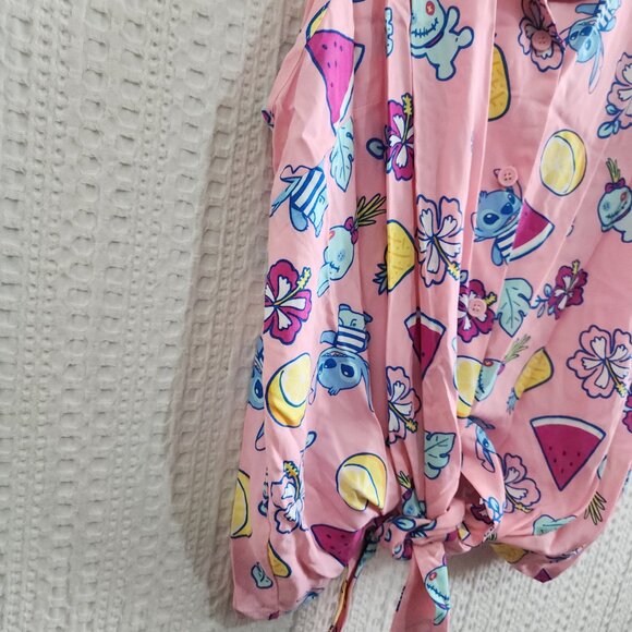 Hot Topic Disney Lilo & Stitch Flowers & Fruit Tie-Front Pink Tank Top Size 2X - Picture 7 of 12
